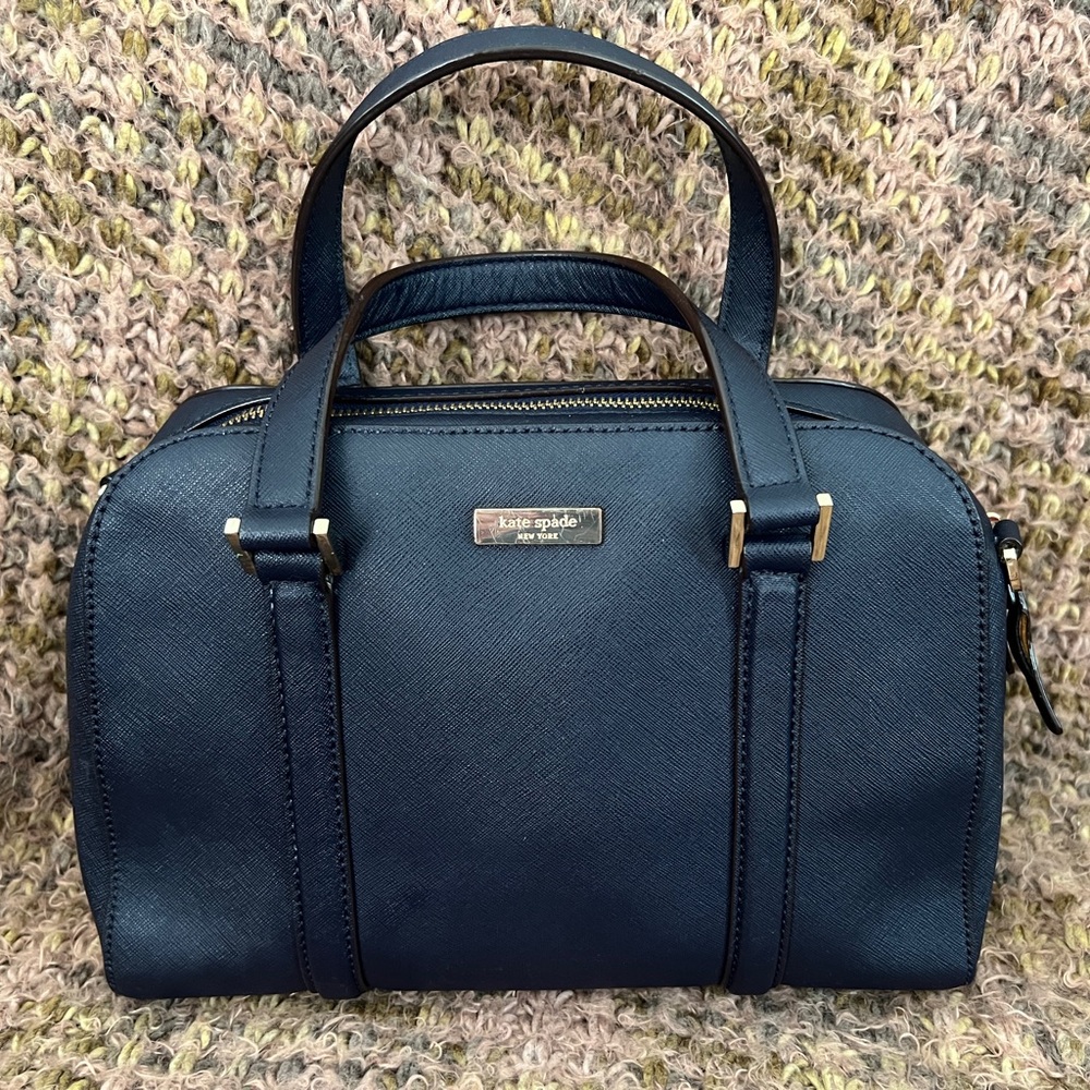 Kate Spade Off Shore Newbury Lane, Felix Leather Satchel, Navy Blue w/strap